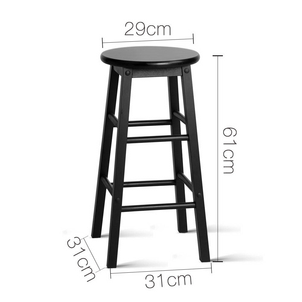 Artiss 2x Bar Stools Round Chairs Wooden Black