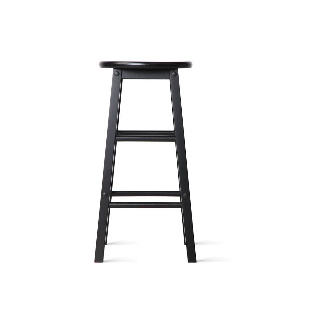 Artiss 2x Bar Stools Round Chairs Wooden Black