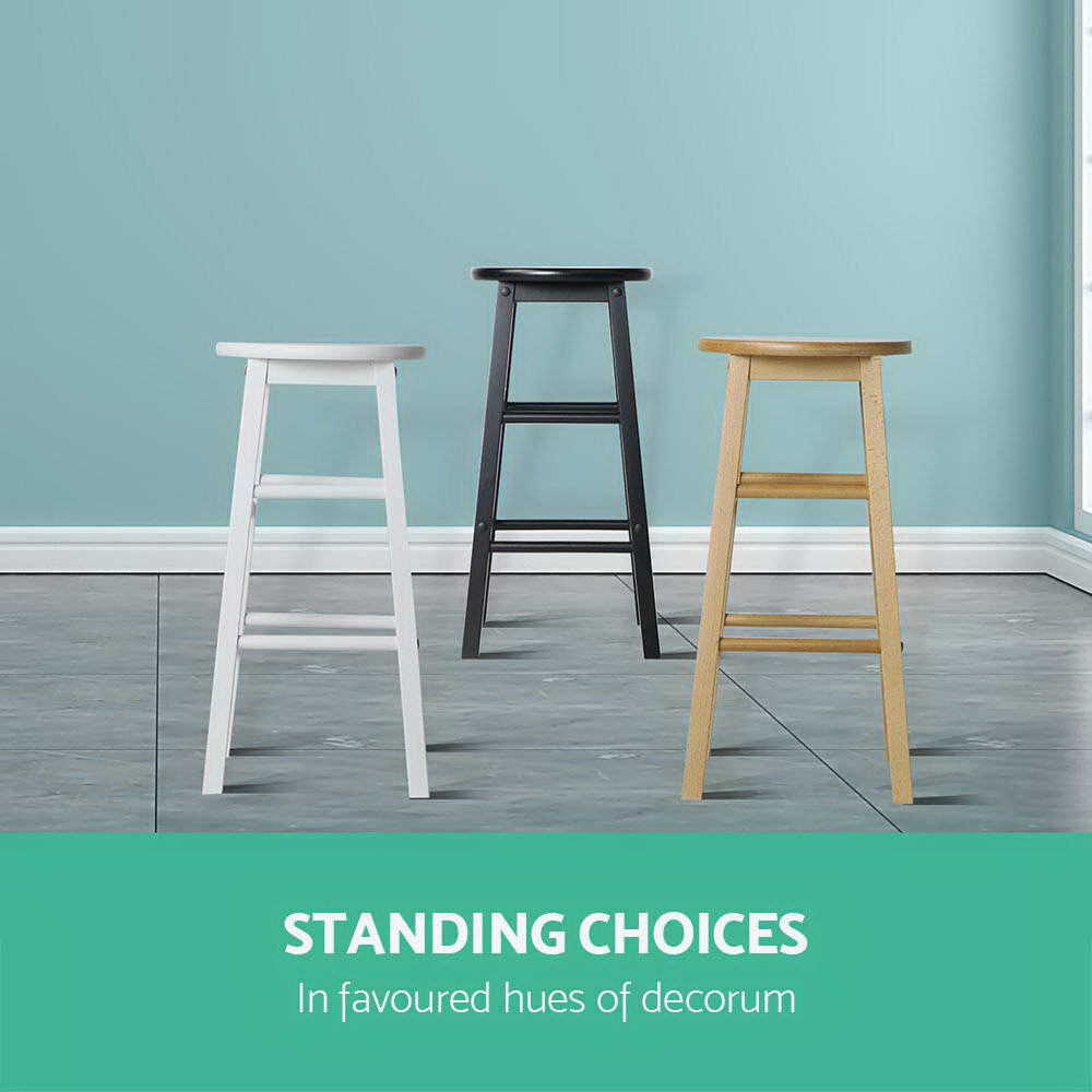 Artiss 2x Bar Stools Round Chairs Wooden Black