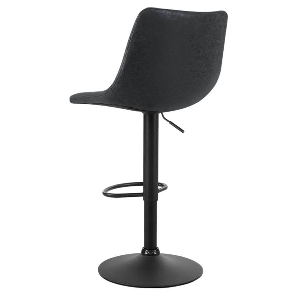 Artiss 2x Bar Stools Vintage Leather Swivel Gas Lift Black