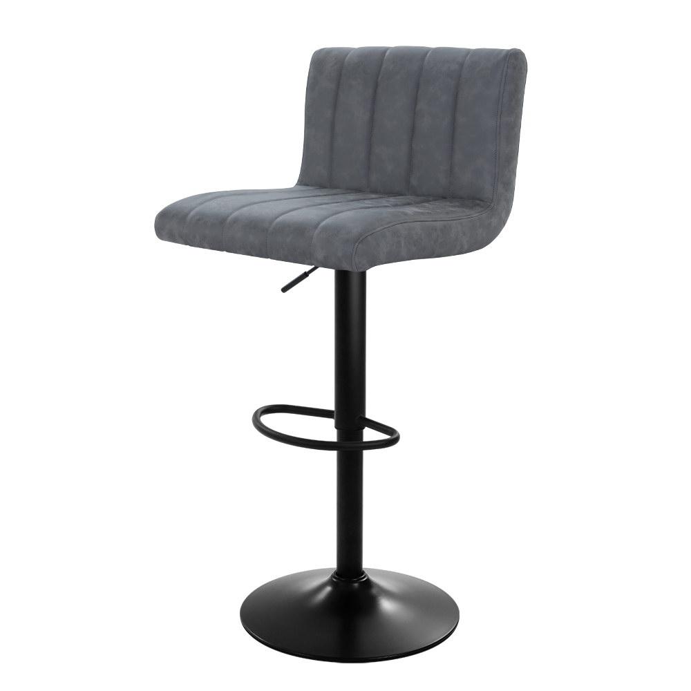 Artiss 2x Bar Stools Vintage Leather Gas Lift Grey