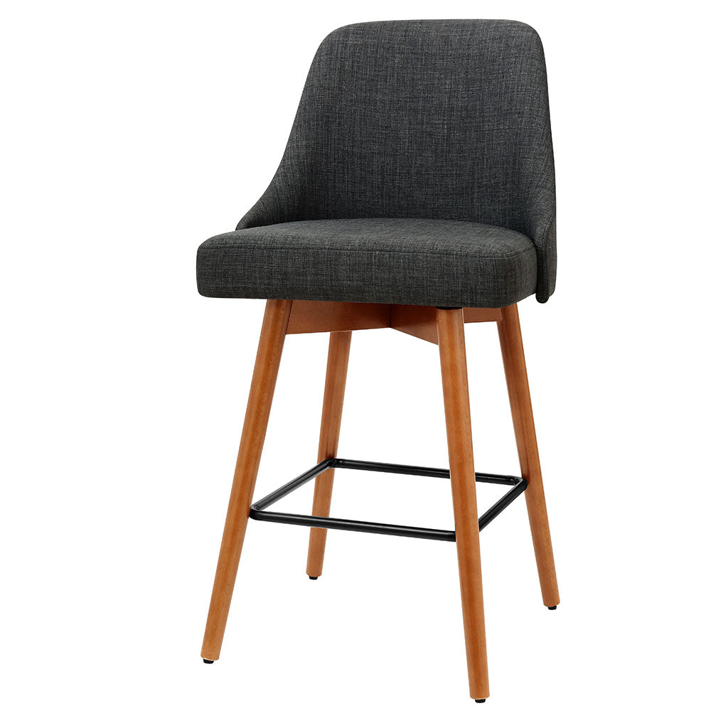 Artiss 2x Bar Stools Swivel Seat Wooden Charcoal