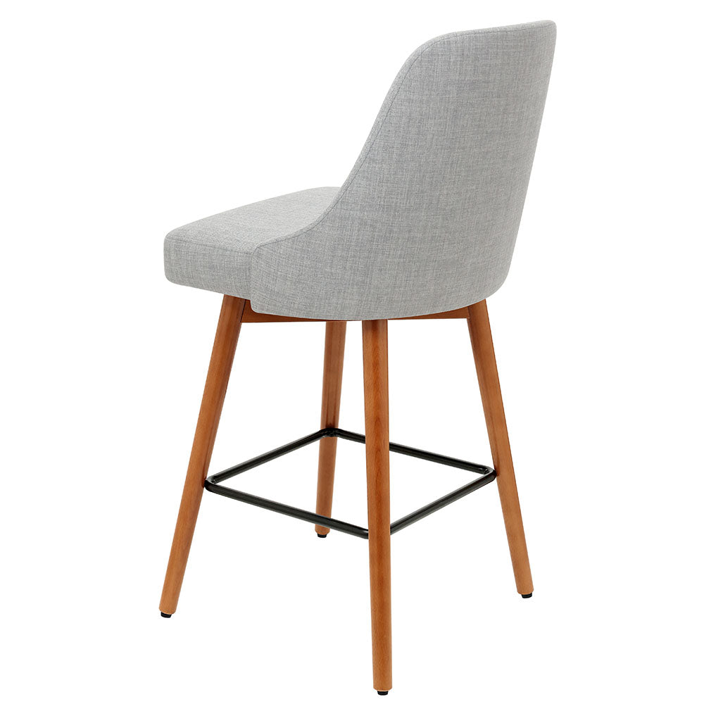 Artiss 2x Bar Stools Swivel Seat Wooden Grey