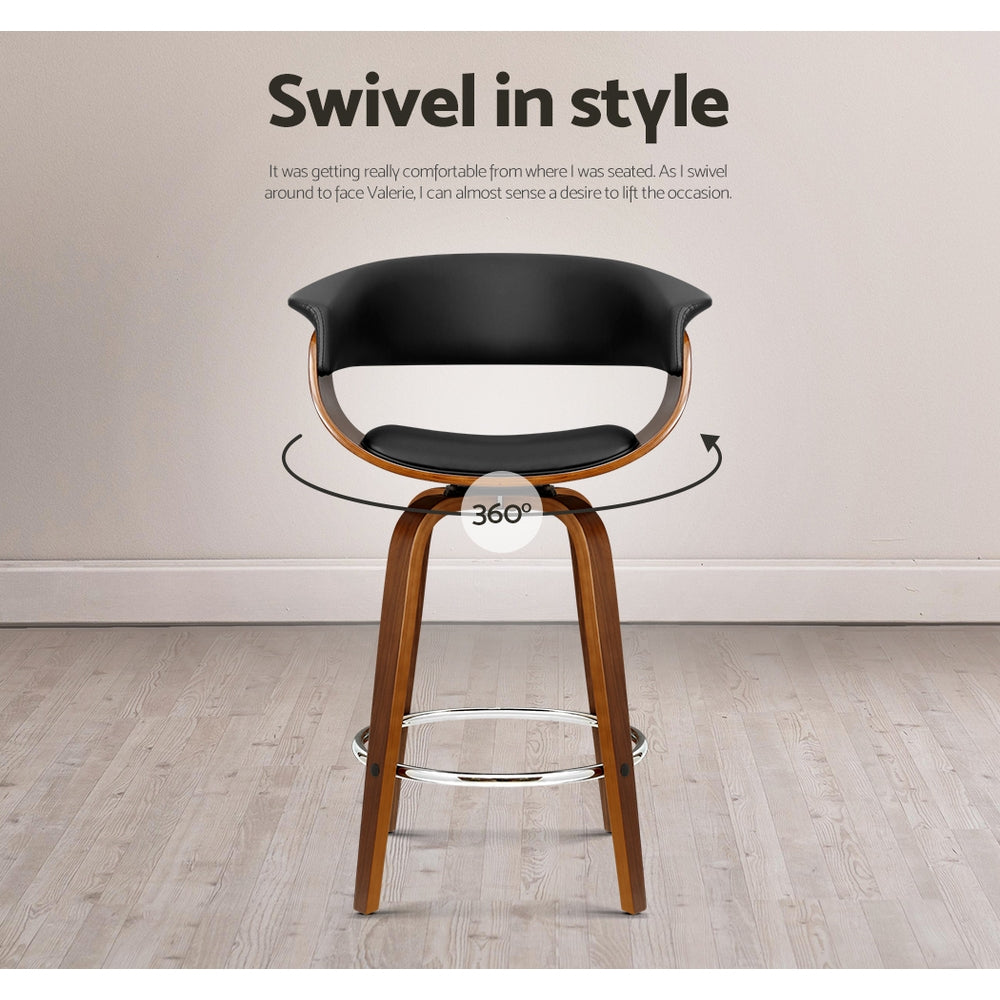 Artiss Bar Stools Swivel PU Seat Wooden