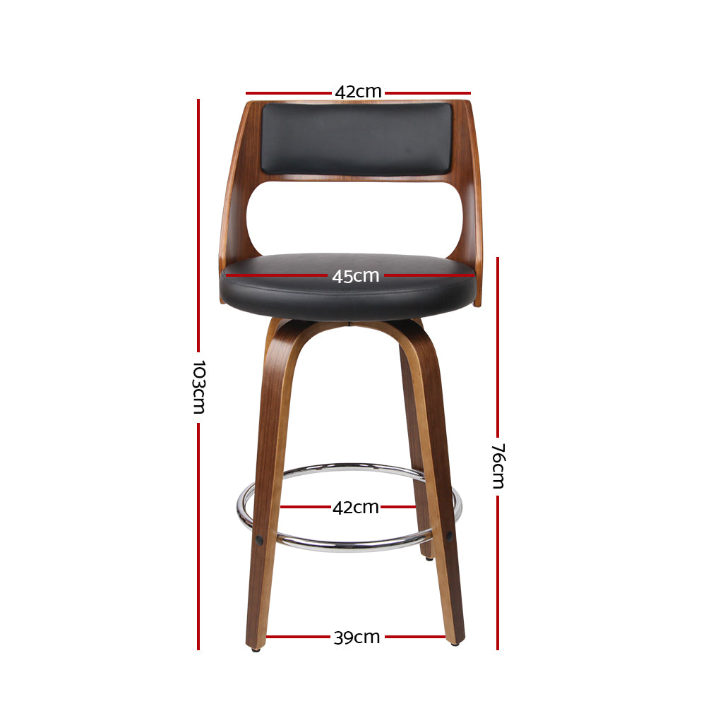 Artiss 2x Bar Stools Swivel Leather Chair 76cm
