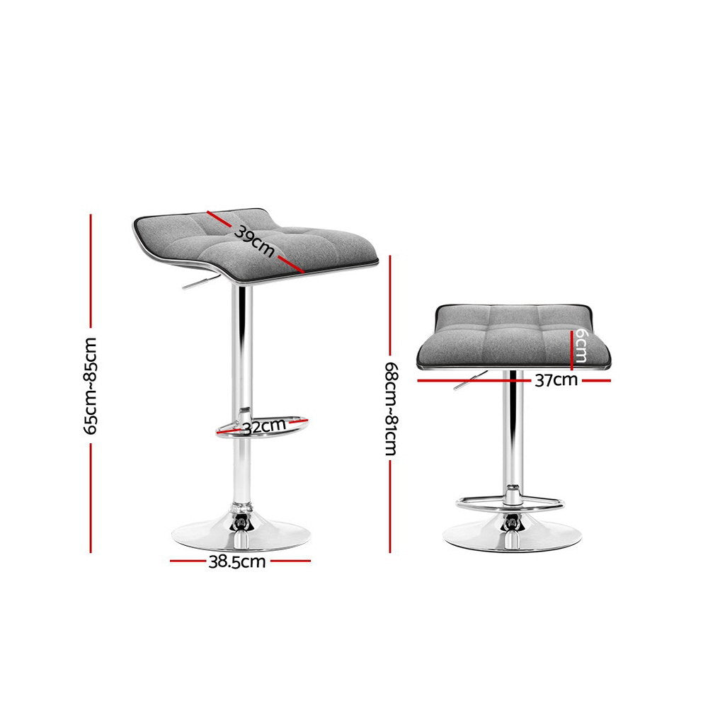 Artiss 2x Bar Stools Linen Padded Gas Lift