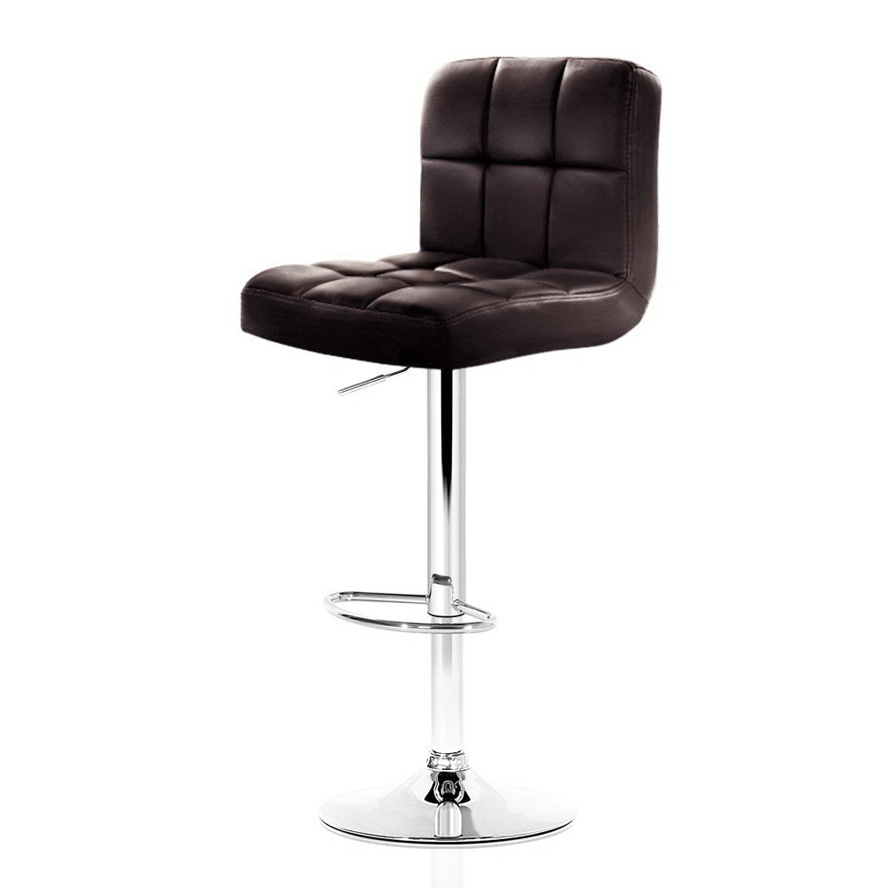 Artiss 2x Bar Stools Leather Gas Lift Brown