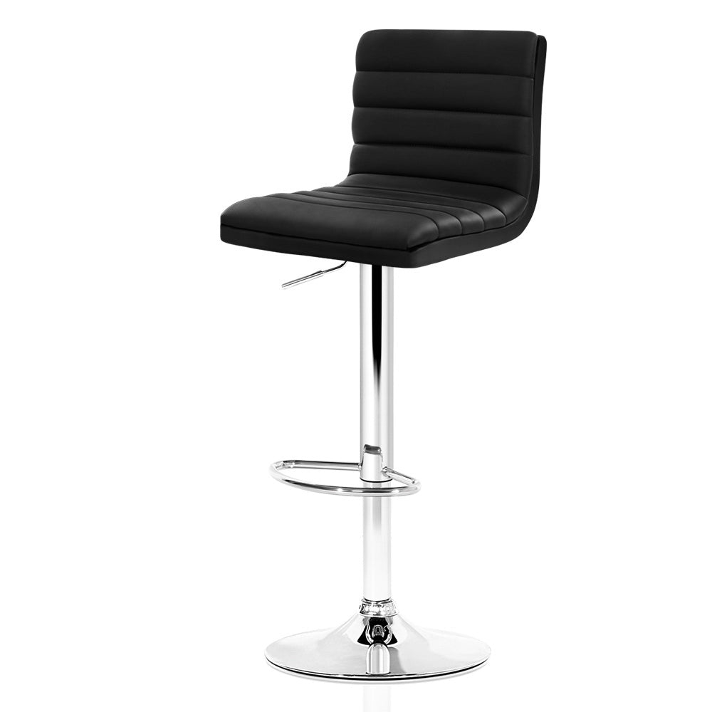 Artiss 2x Bar Stools Padded Leather Gas Lift Black