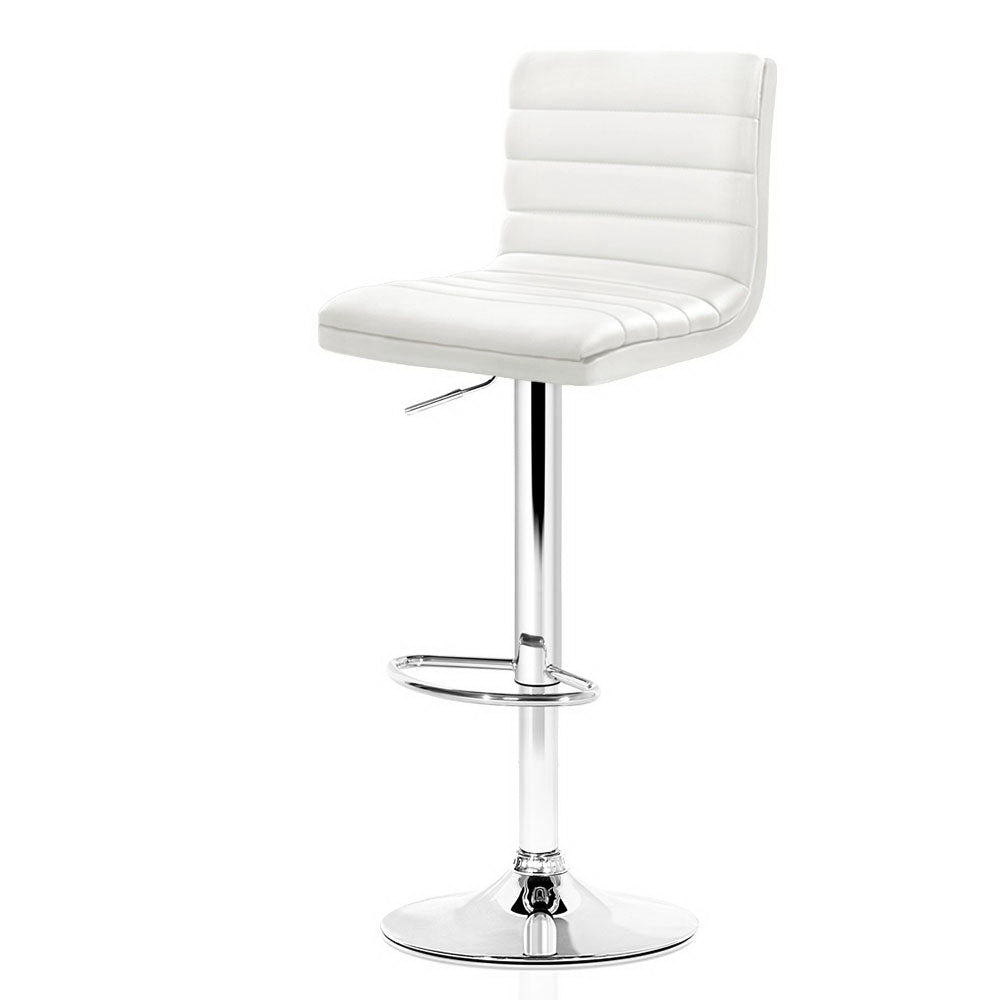Artiss 2x Bar Stools Padded Leather Gas Lift White