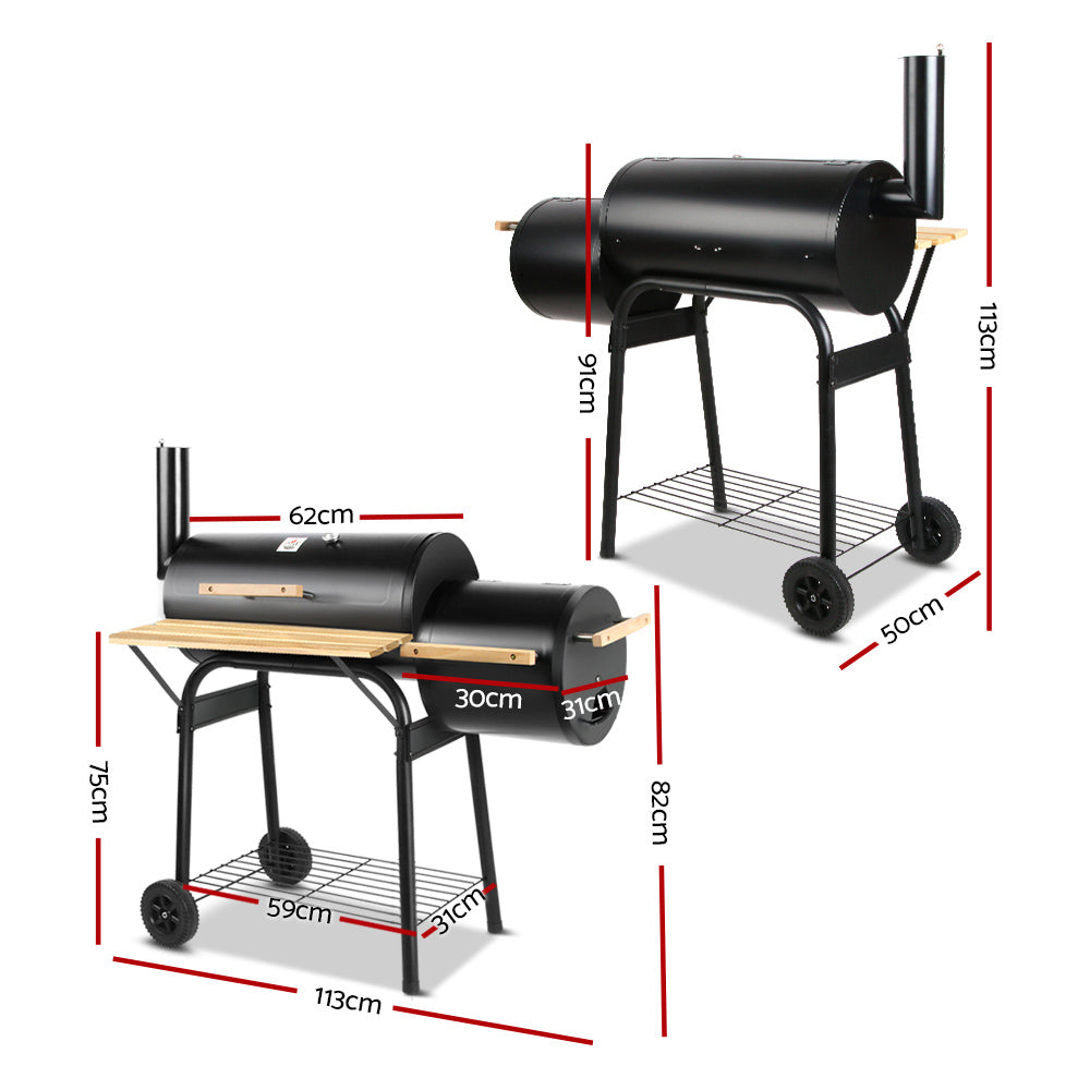 Grillz BBQ Grill 2-In-1 Offset Charcoal Smoker