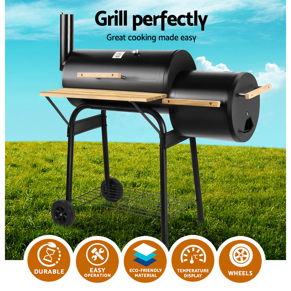 Grillz BBQ Grill 2-In-1 Offset Charcoal Smoker