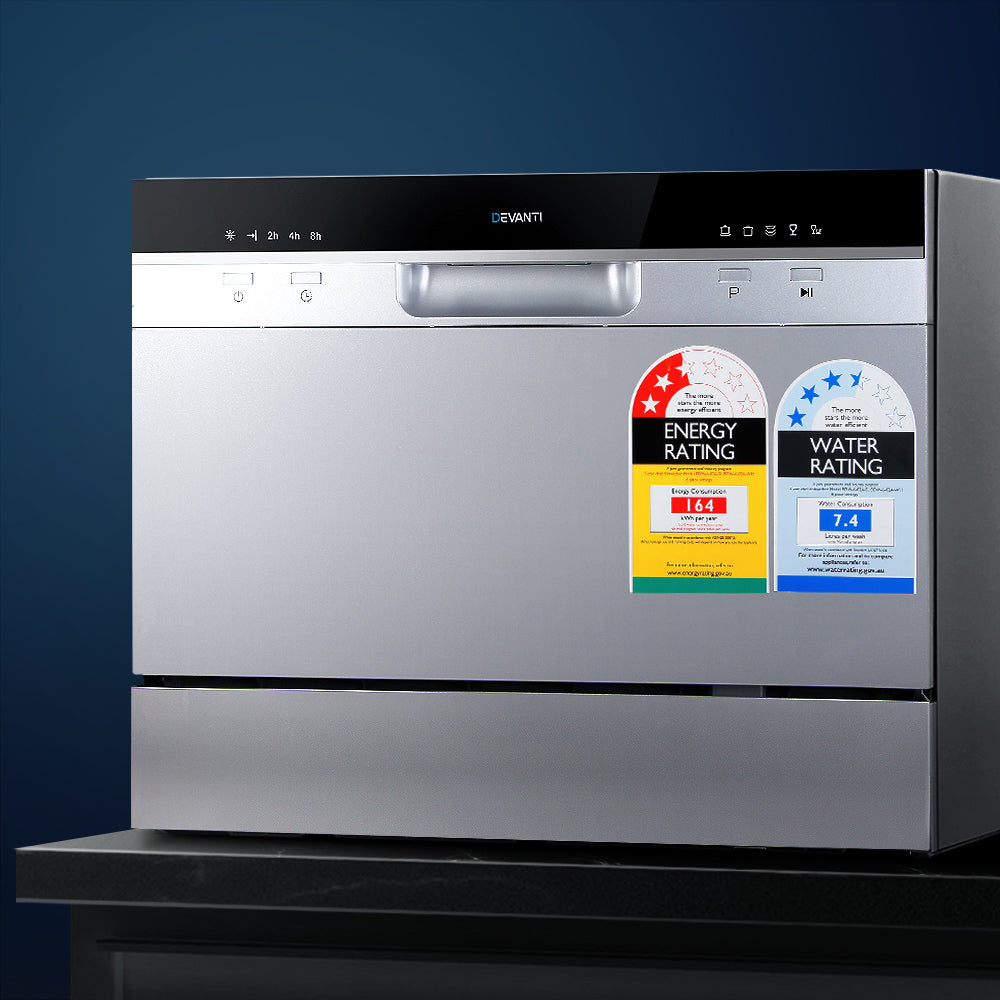 Devanti 6 Place Settings Benchtop Dishwasher Sliver