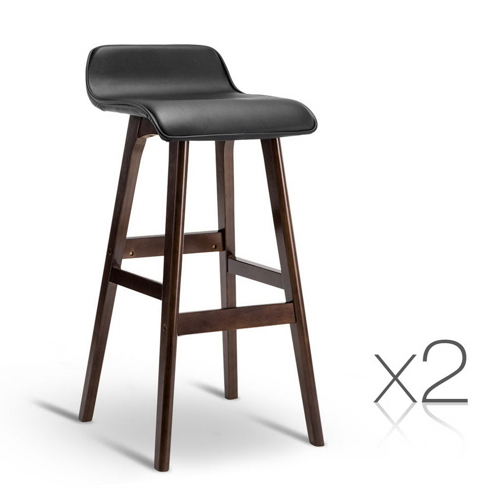 Artiss 2x Bar Stools Wooden Stool Black