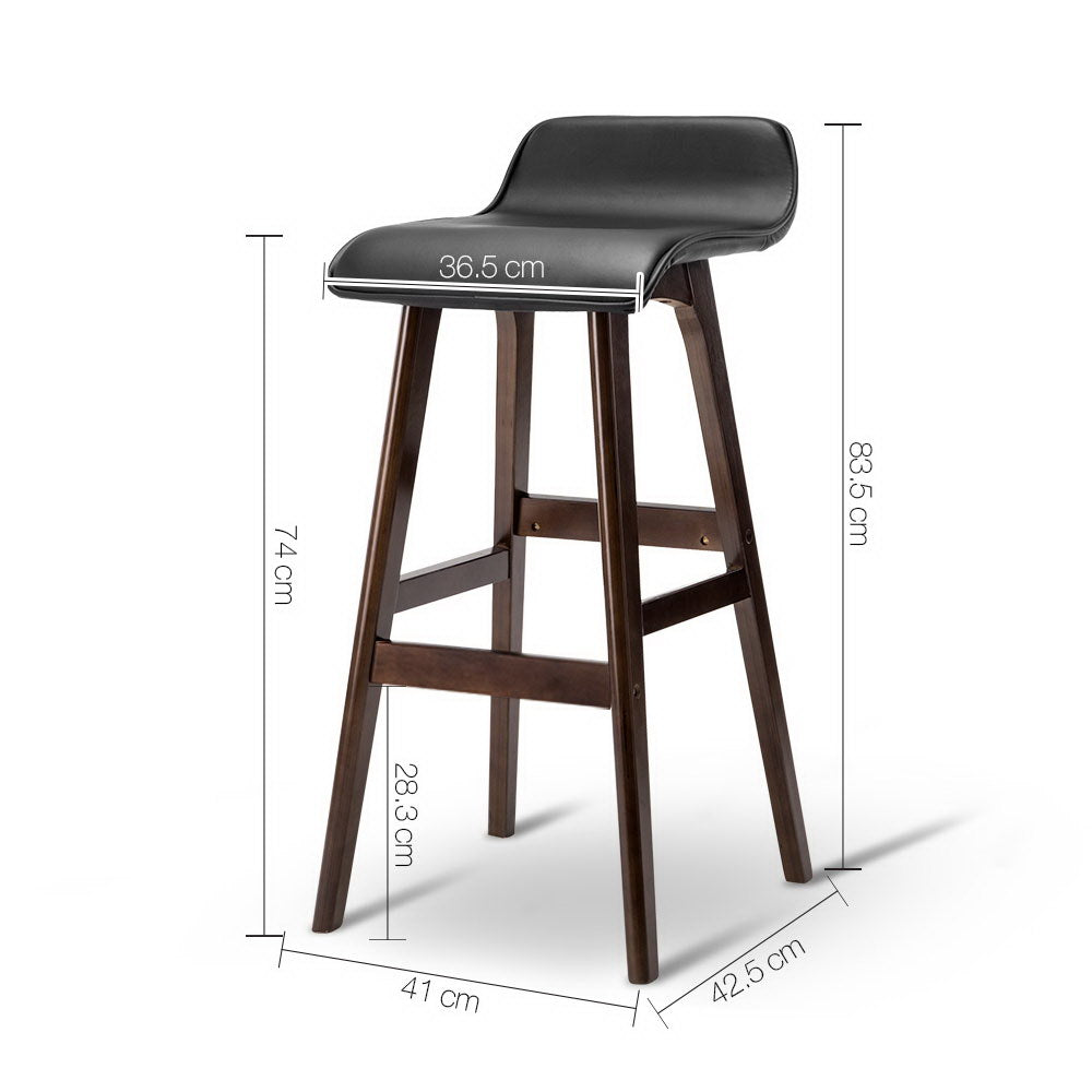 Artiss 2x Bar Stools Wooden Stool Black