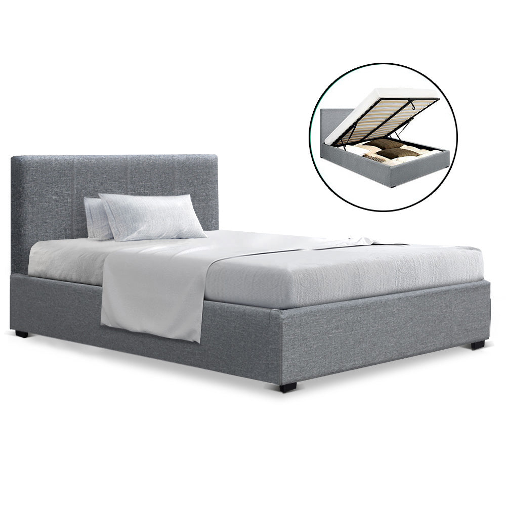 Artiss Bed Frame King Single Size Gas Lift Grey NINO