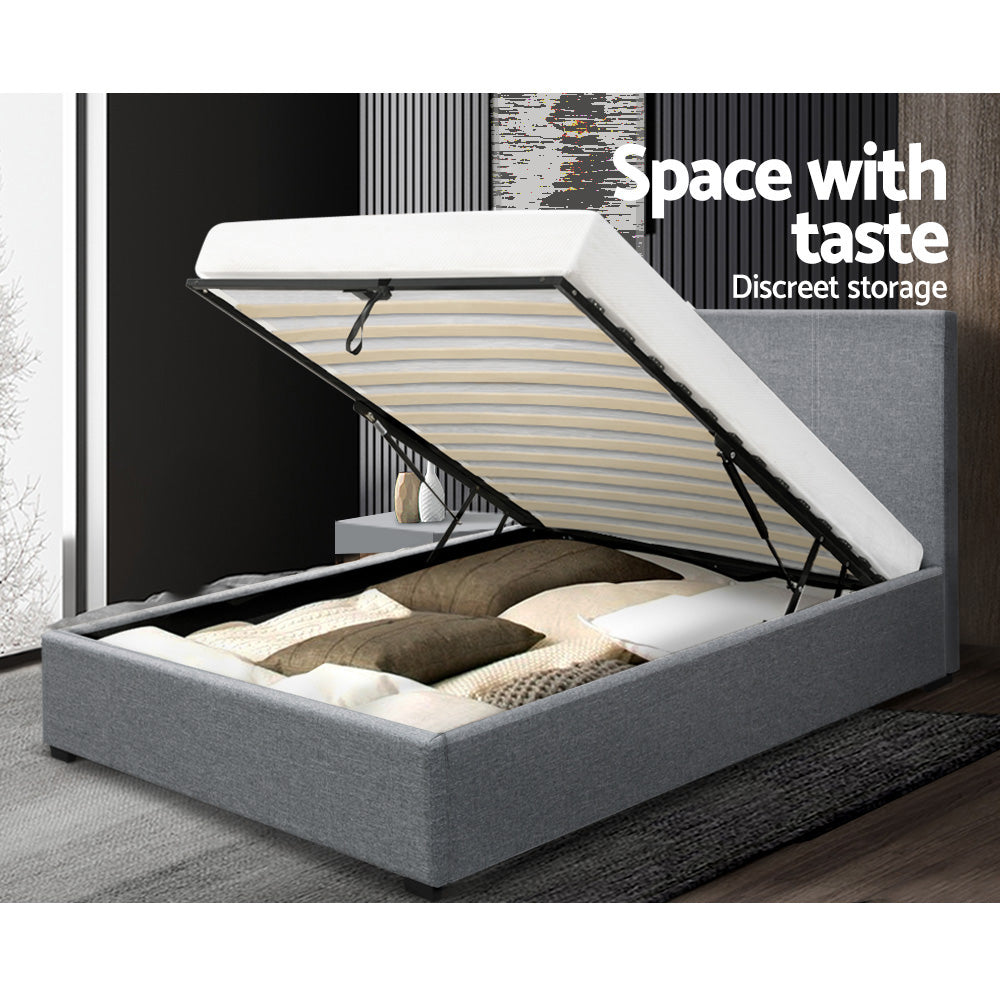 Artiss Bed Frame King Single Size Gas Lift Grey NINO