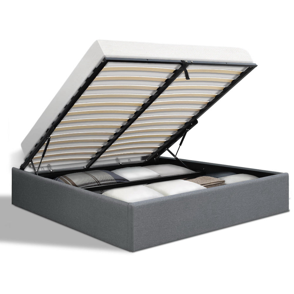 Artiss Bed Frame Double Size Gas Lift Base Grey TOKI