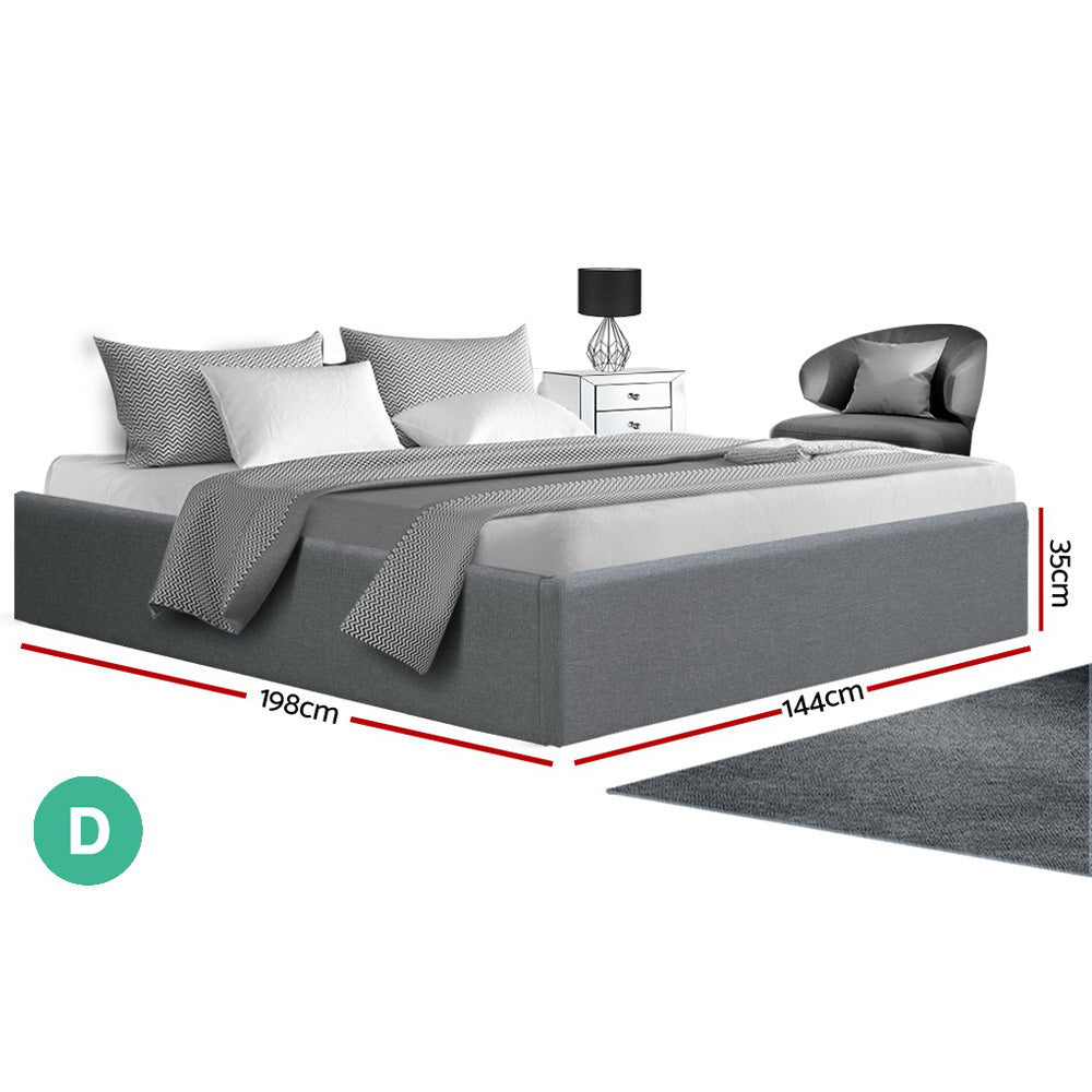 Artiss Bed Frame Double Size Gas Lift Base Grey TOKI