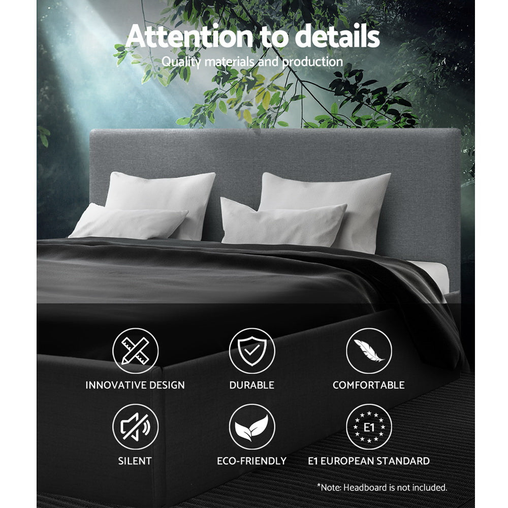 Artiss Bed Frame Queen Size Gas Lift Base Grey TOKI