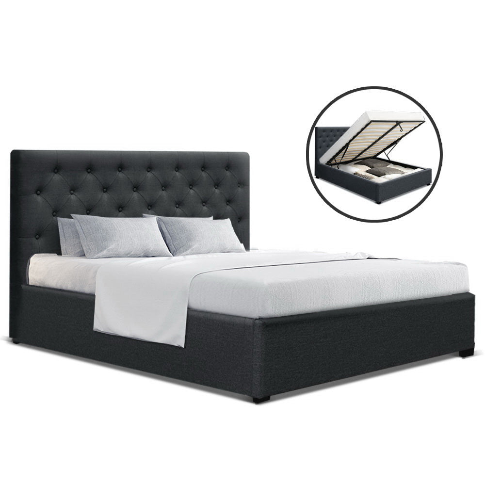 Artiss Bed Frame Queen Size Gas Lift Charcoal VILA