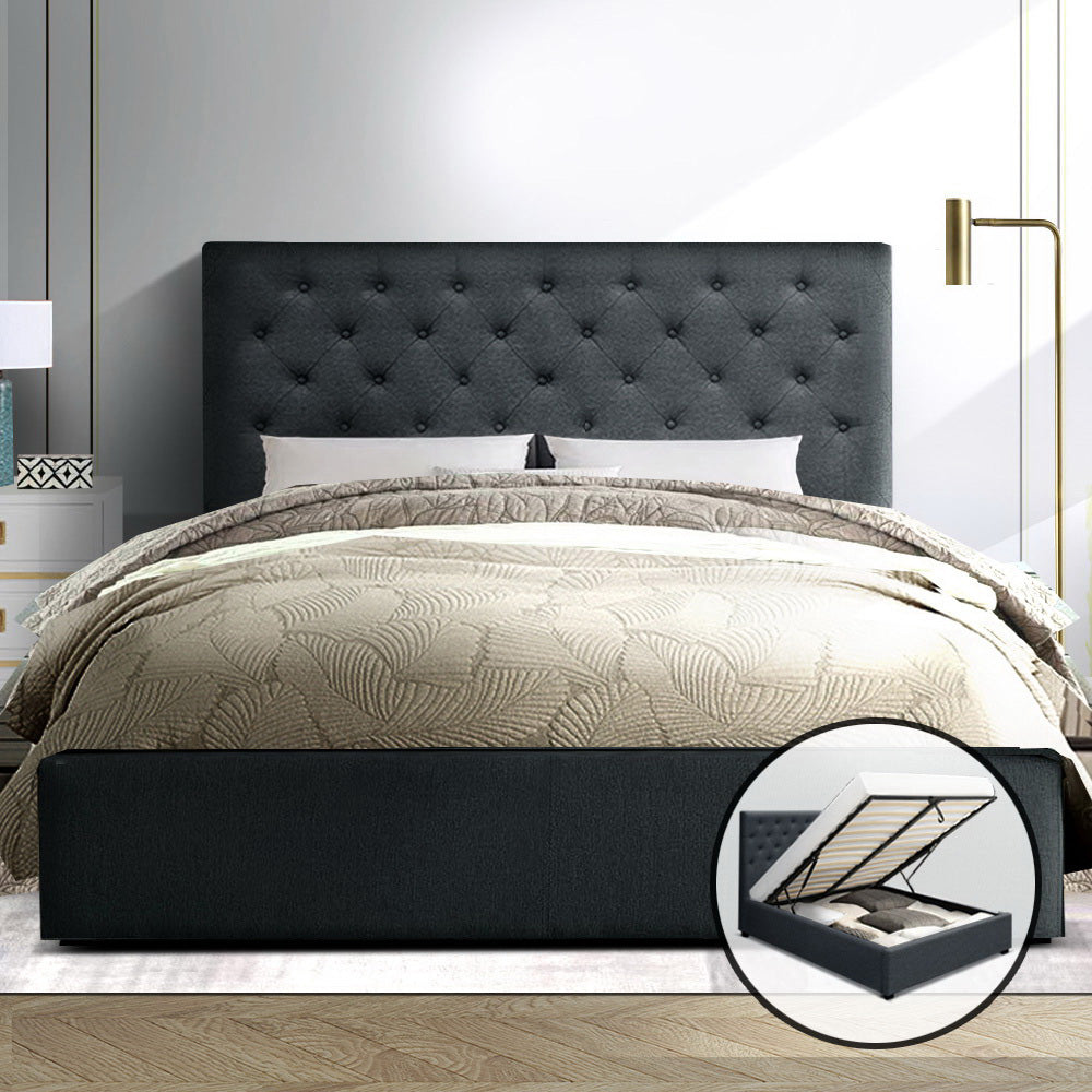Artiss Bed Frame Queen Size Gas Lift Charcoal VILA