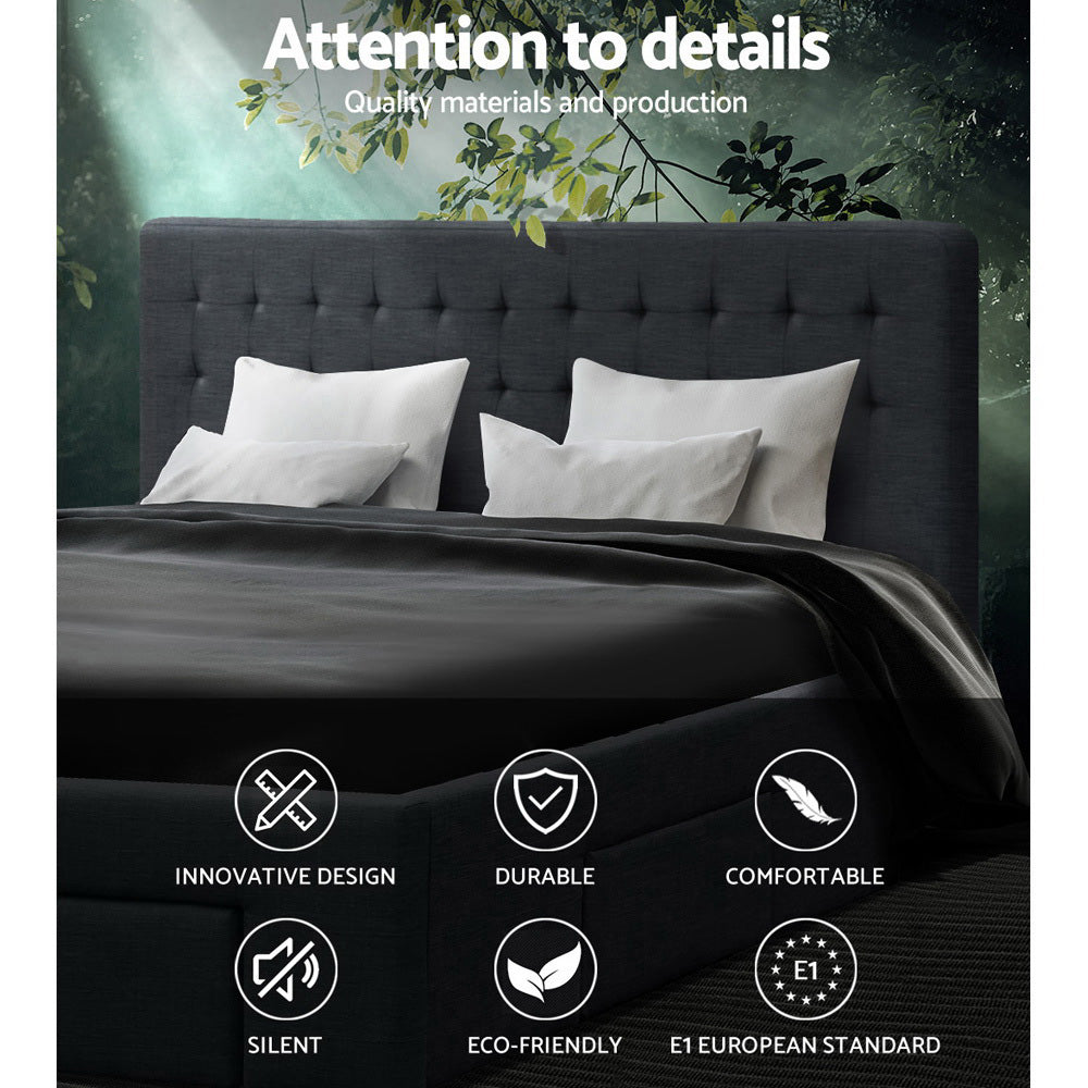 Artiss Bed Frame King Size with 4 Drawers Charcoal AVIO