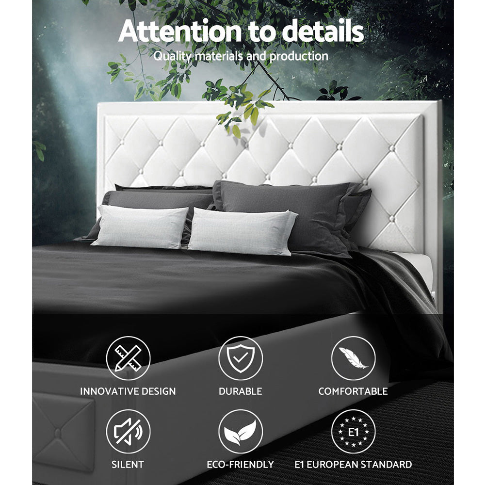 Artiss Bed Frame Double Size Gas Lift White TIYO