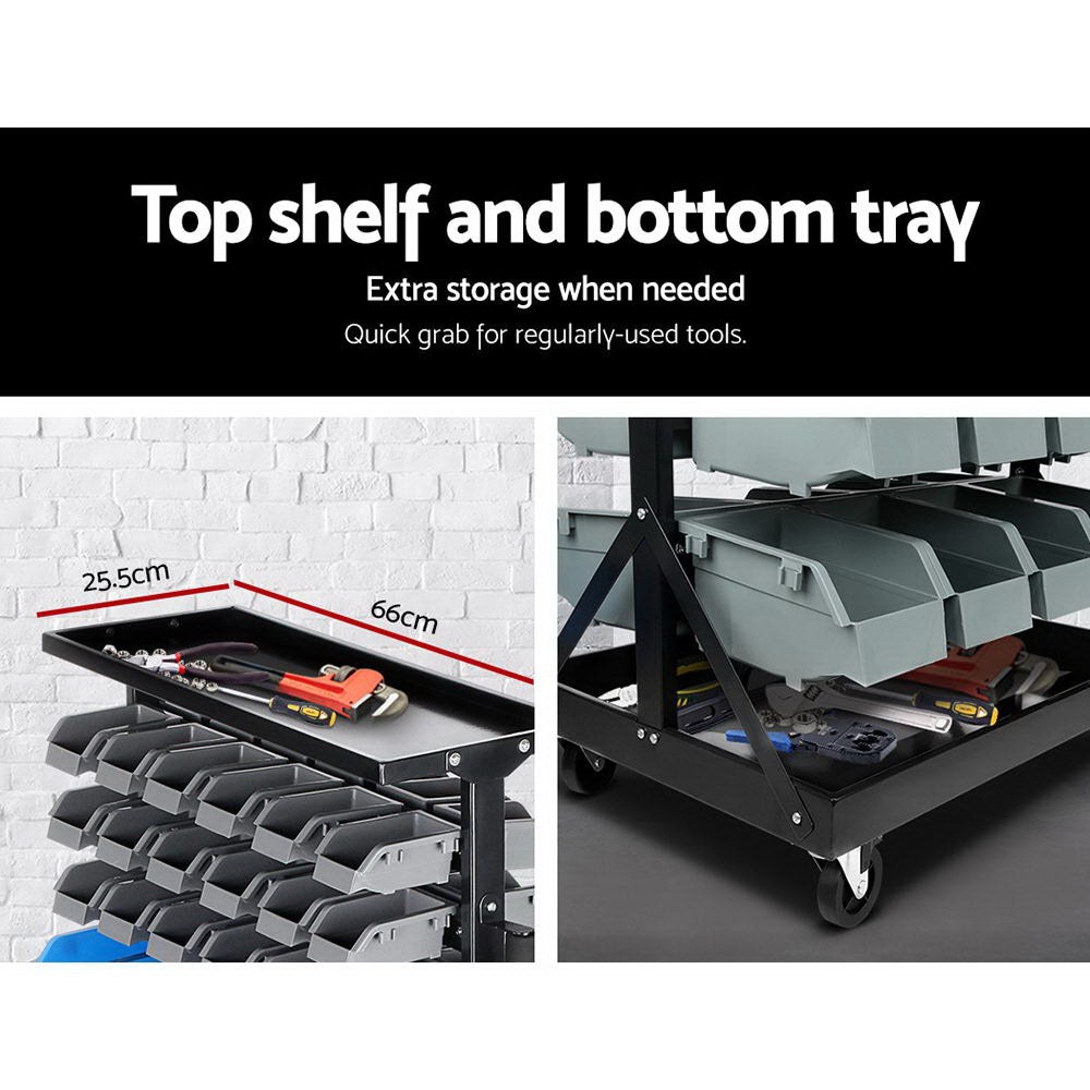 Giantz 90 Storage Bin Rack Stand Double-sided Wheels