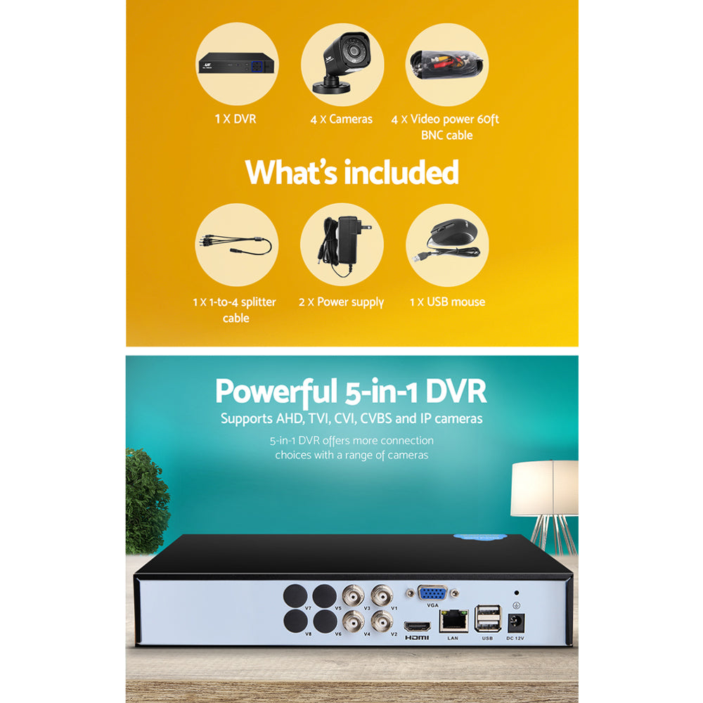 UL-tech CCTV Security System 4CH DVR 4 Cameras 1080p
