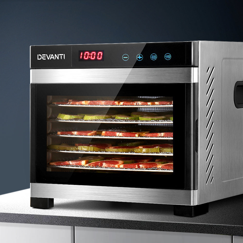 Devanti 6 Trays Food Dehydrator Stainless Steel Tray