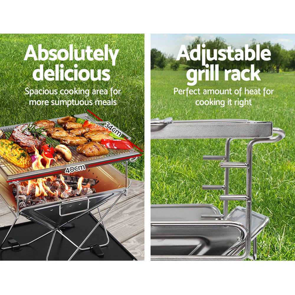 Grillz Fire Pit BBQ Grill with Carry Bag Camping