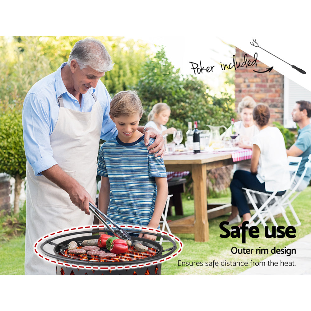 Grillz Fire Pit BBQ Grill 82cm