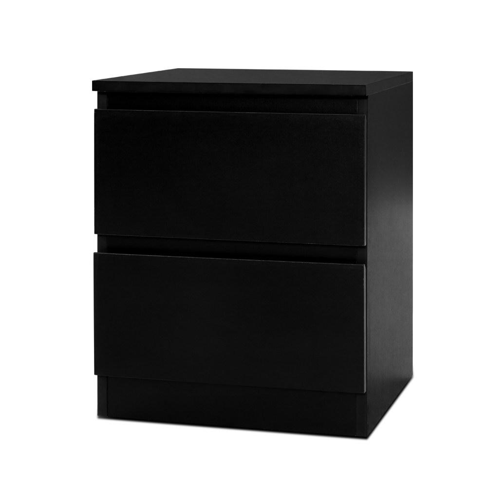Artiss Bedside Table 2 Drawers - PEPE Black