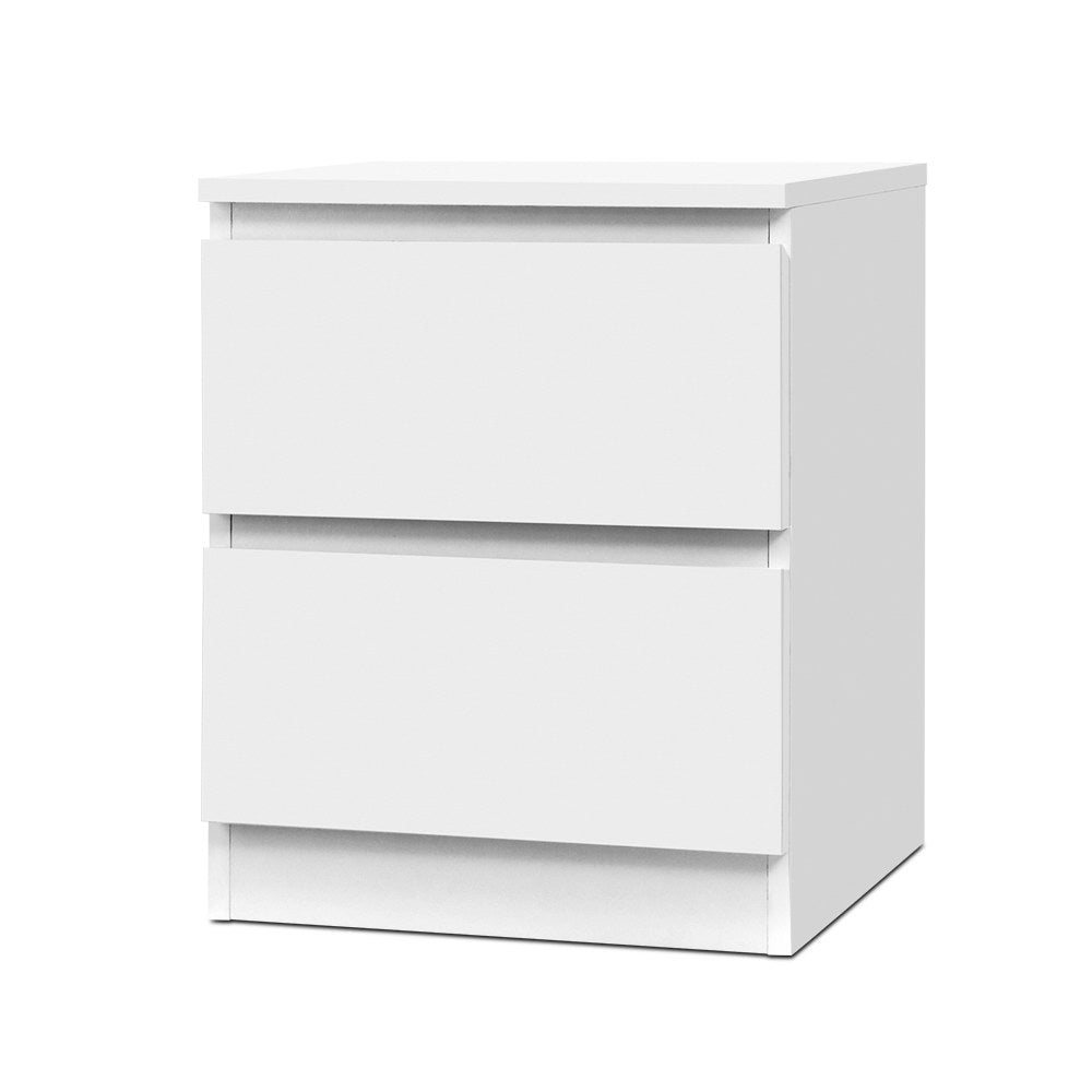 Artiss Bedside Table 2 Drawers - PEPE White