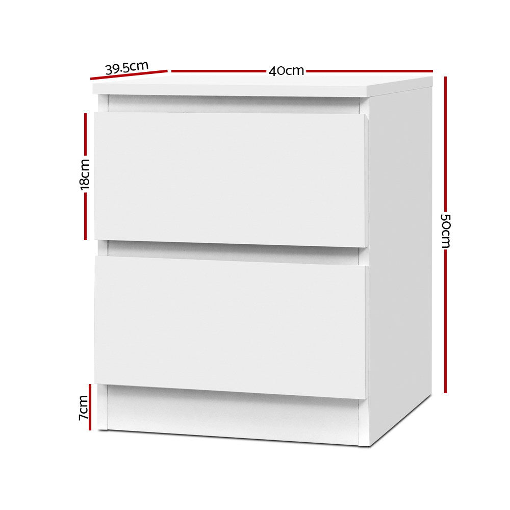 Artiss Bedside Table 2 Drawers - PEPE White