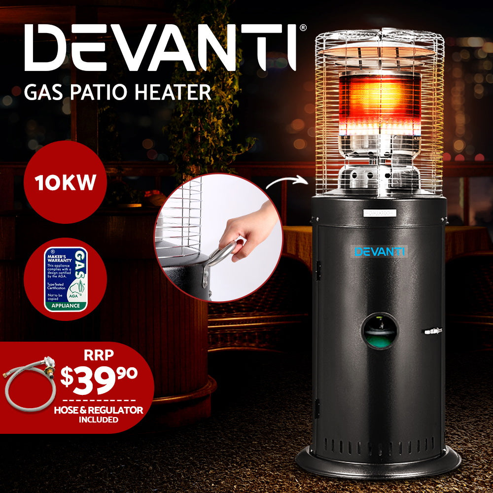 Devanti Outdoor Gas Patio Heater Black