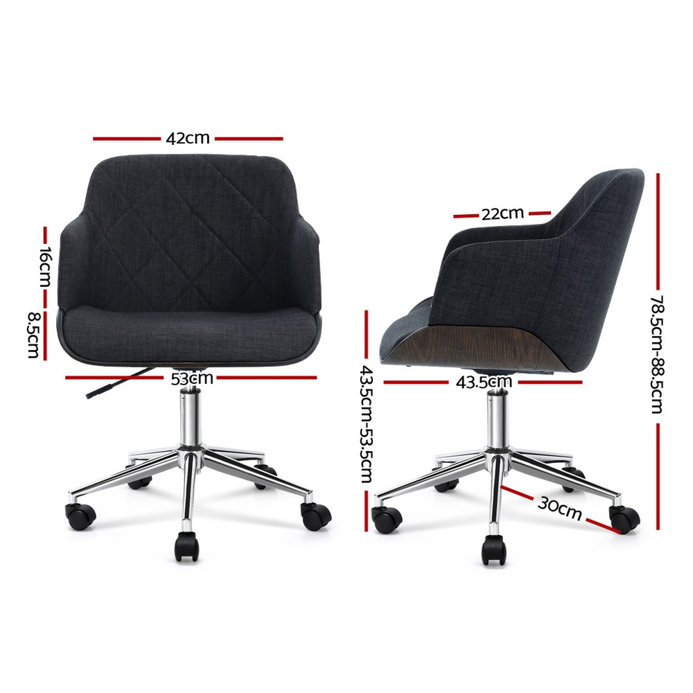 Artiss Wooden Office Chair Fabric Seat Grey
