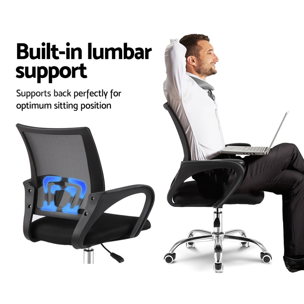 Artiss Mesh Office Chair Mid Back Black