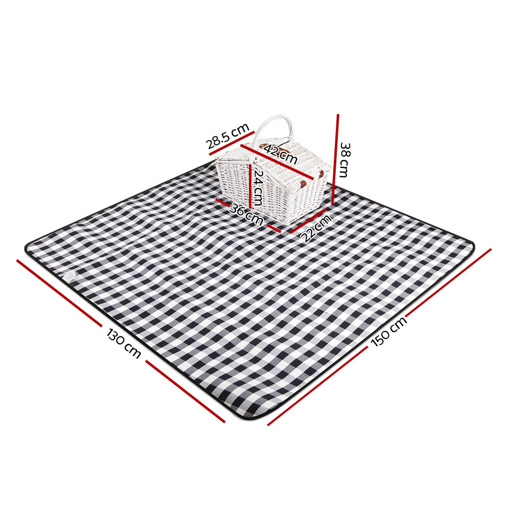 Alfresco 2 Person Picnic Basket Set Insulated Blanket Bag