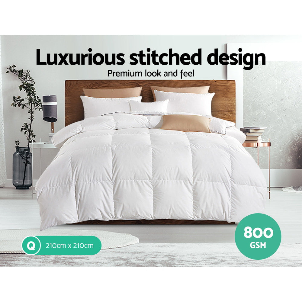 Giselle Bedding 800GSM Goose Down Feather Quilt Queen