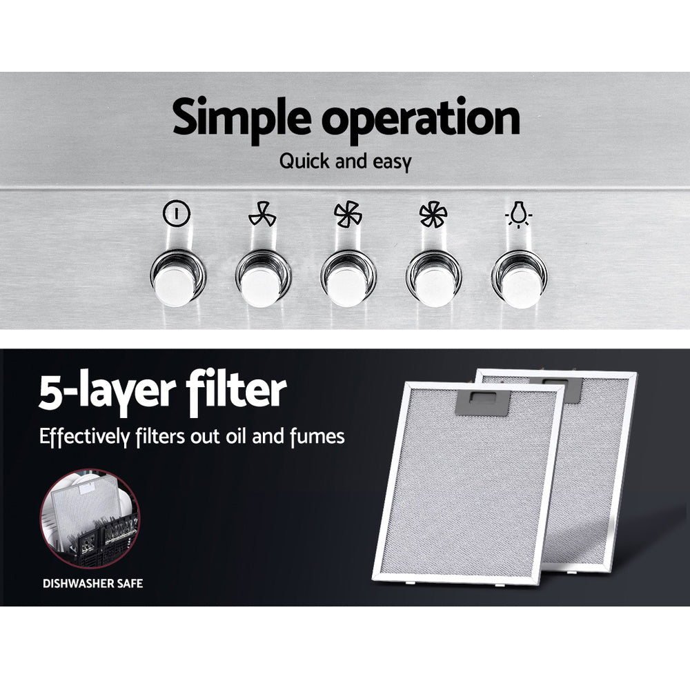 Devanti 600mm Range Hood 60cm Rangehood Stainless Steel