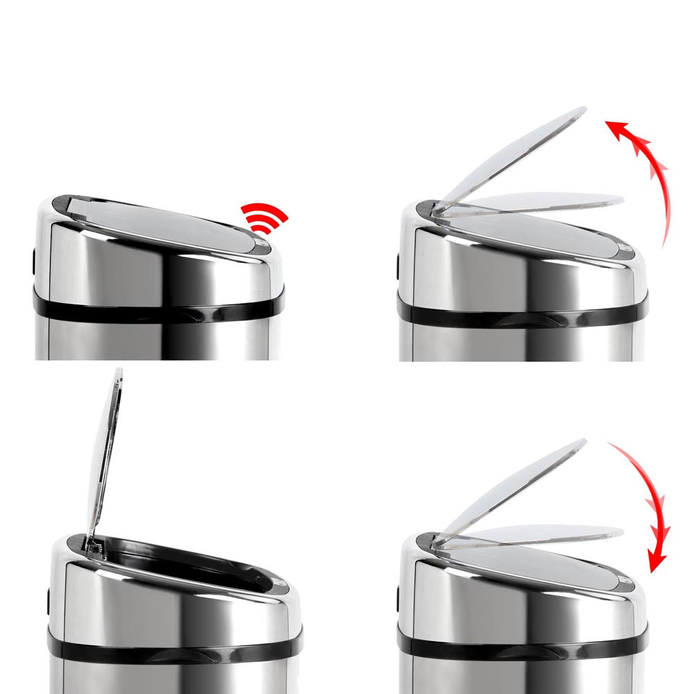 Devanti 68L Motion Sensor Bin Rubbish Automatic Silver