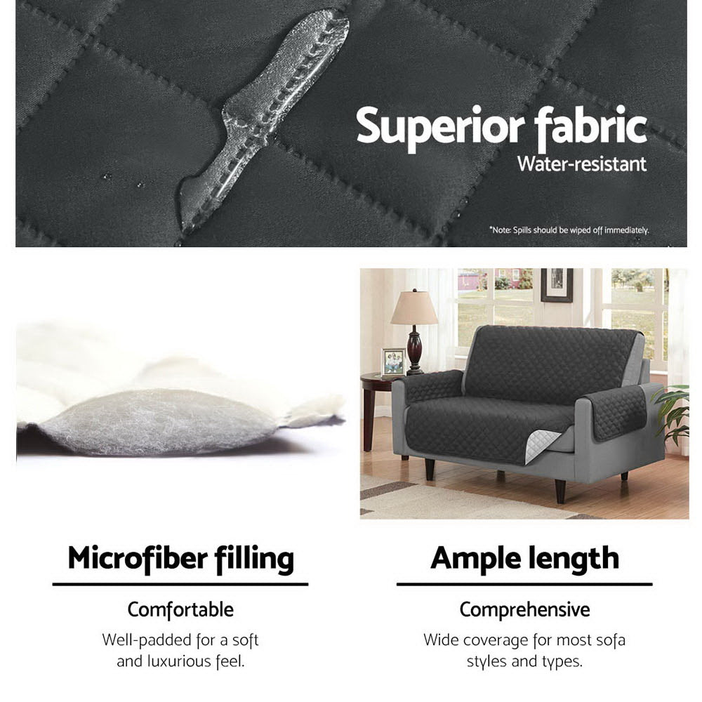 Artiss Sofa Cover Couch Covers 3 Seater Quilted Dark Grey