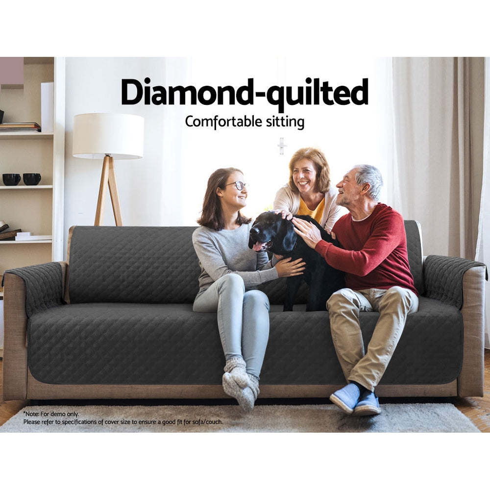 Artiss Sofa Cover Couch Covers 3 Seater Quilted Dark Grey