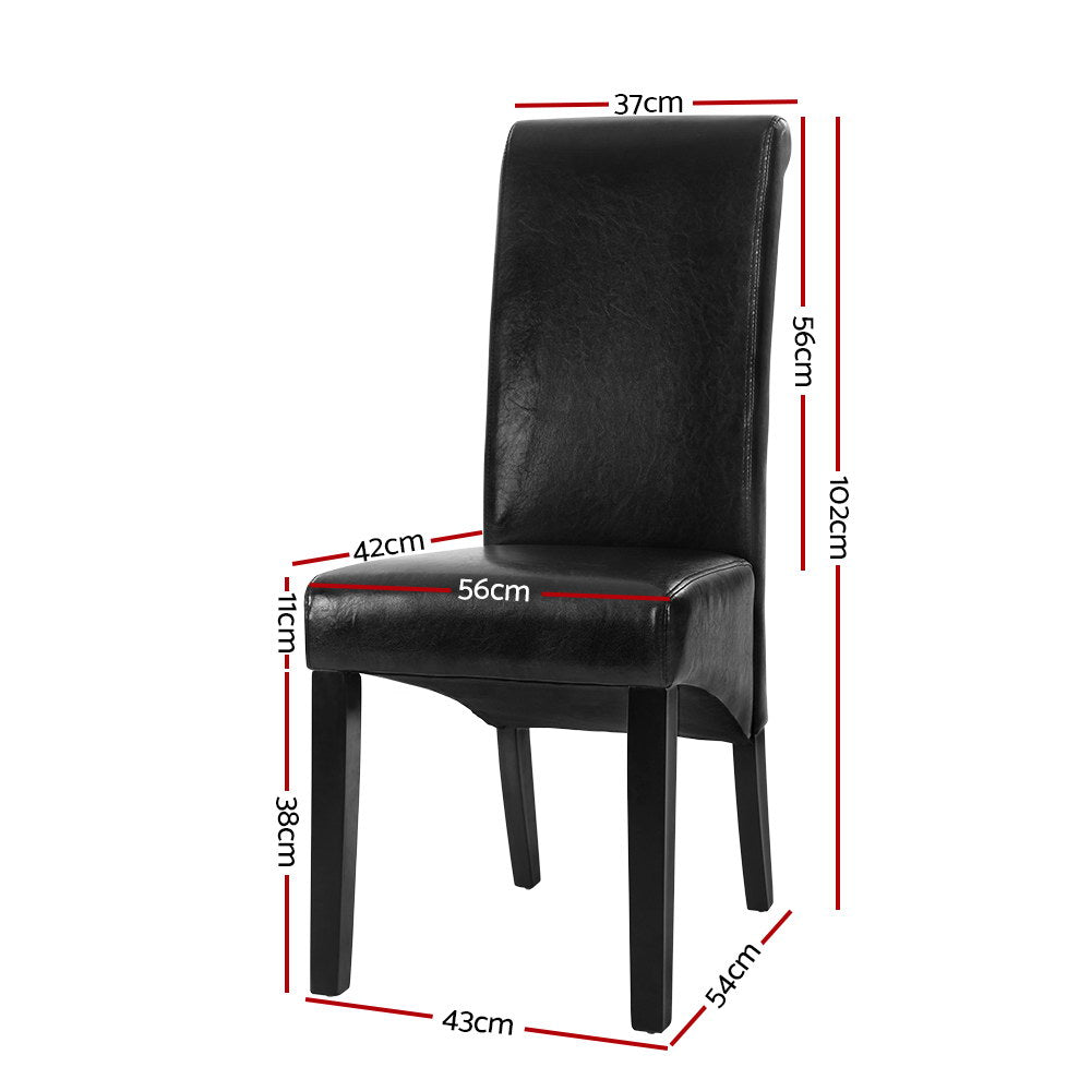 Artiss Dining Chairs Set of 2 Leather Parsons Chair Black