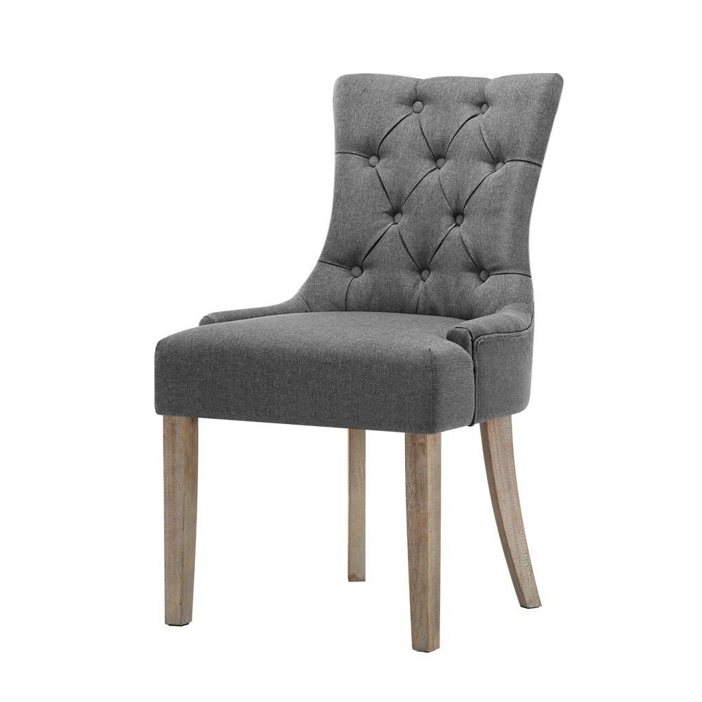Artiss Dining Chairs Set of 2 Linen French Provincial Grey