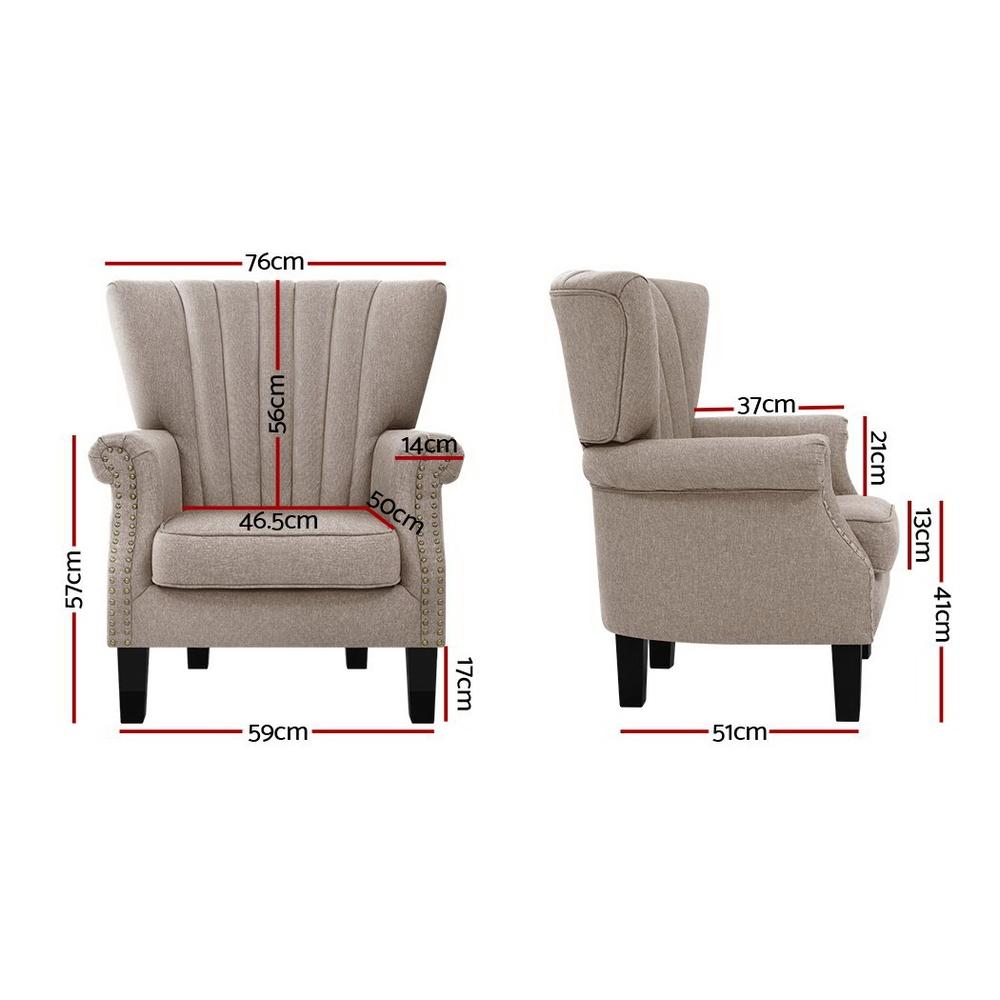 Artiss Armchair Wingback Beige Andrew