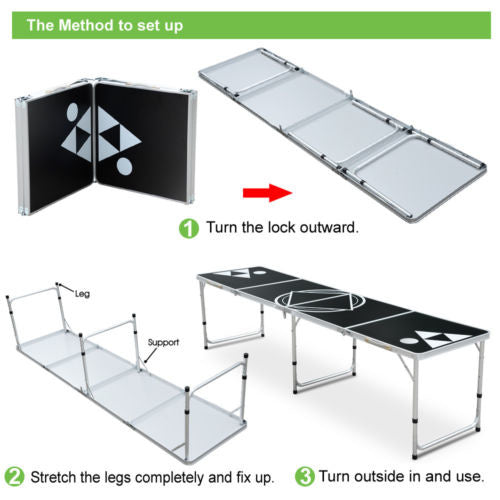 Professional 8ft Beer Pong Table Drinking Game
