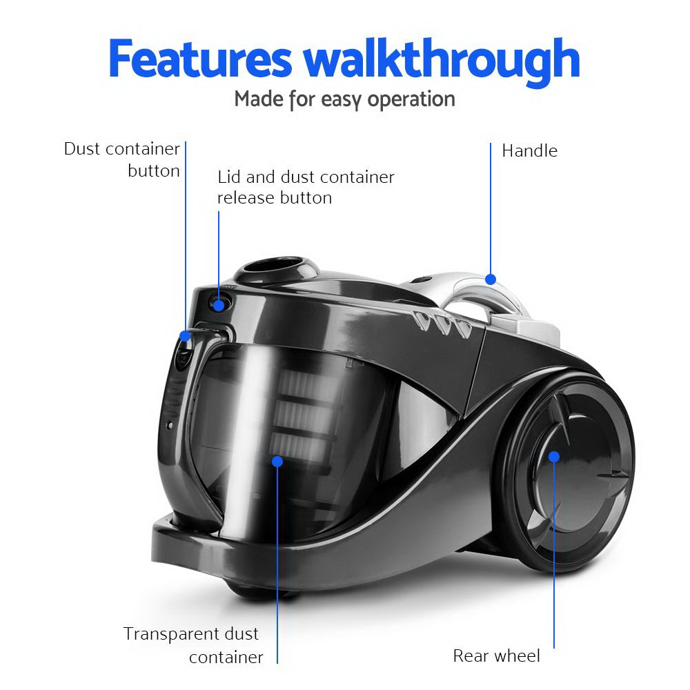 Devanti 2200W Bagless Vacuum Cleaner Black