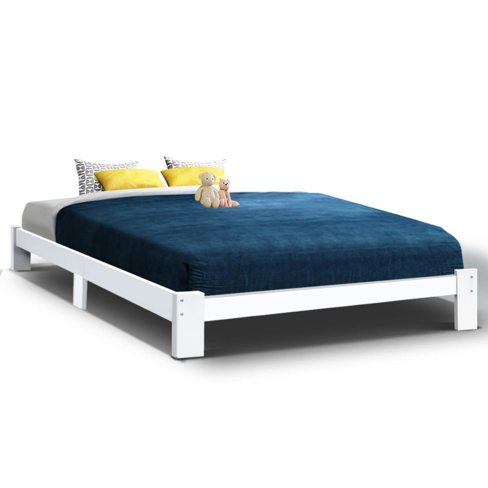 Artiss Bed Frame Queen Size Wooden White JADE